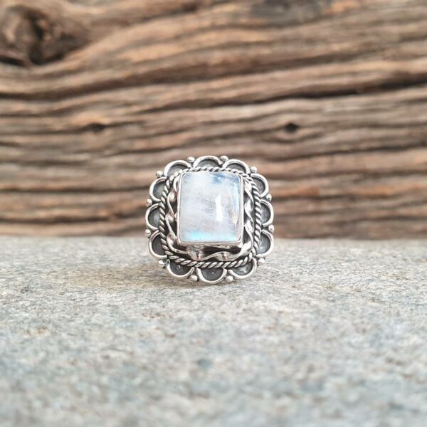 Silver moonstone ring adjustable