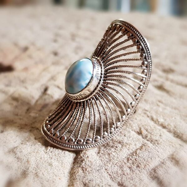 FAN silver larimar ring