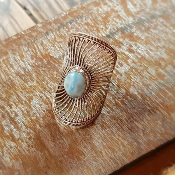 FAN silver larimar ring