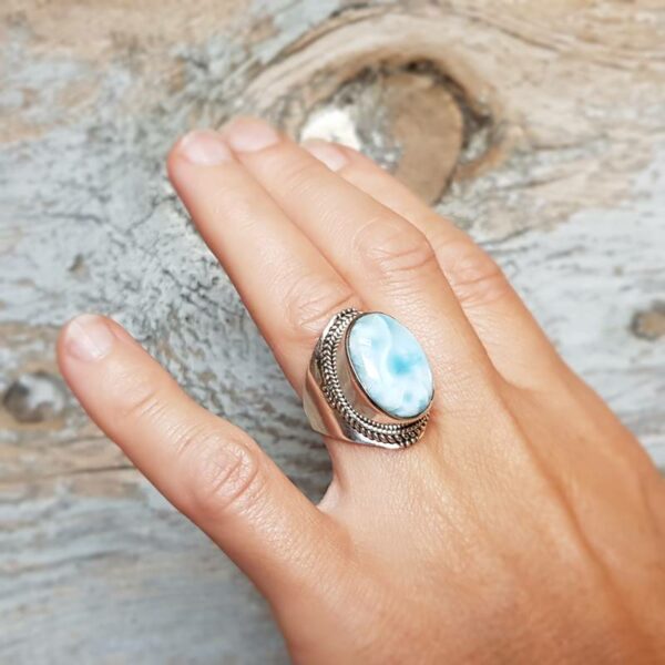 OCEAN sølv larimar ring