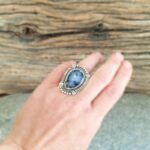 Bague opale dendritique argent ajustable