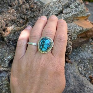 Bague turquoise argent ajustable TIBET