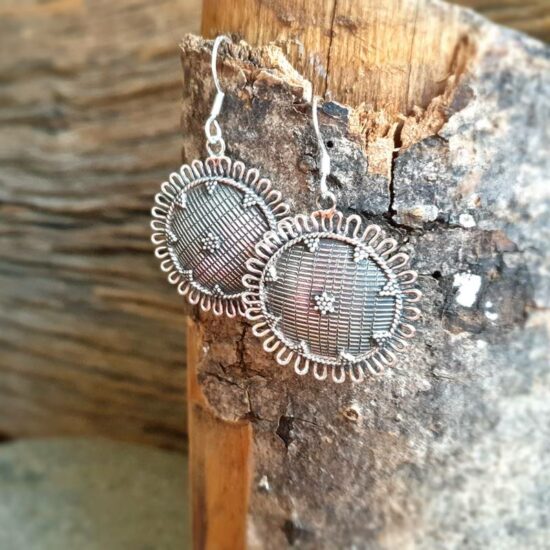 Boucles D'oreilles Ethniques En Bois Spirale - Crochets Argent 925 - Artisanat Indonésie - Neuf Avec étiquettes