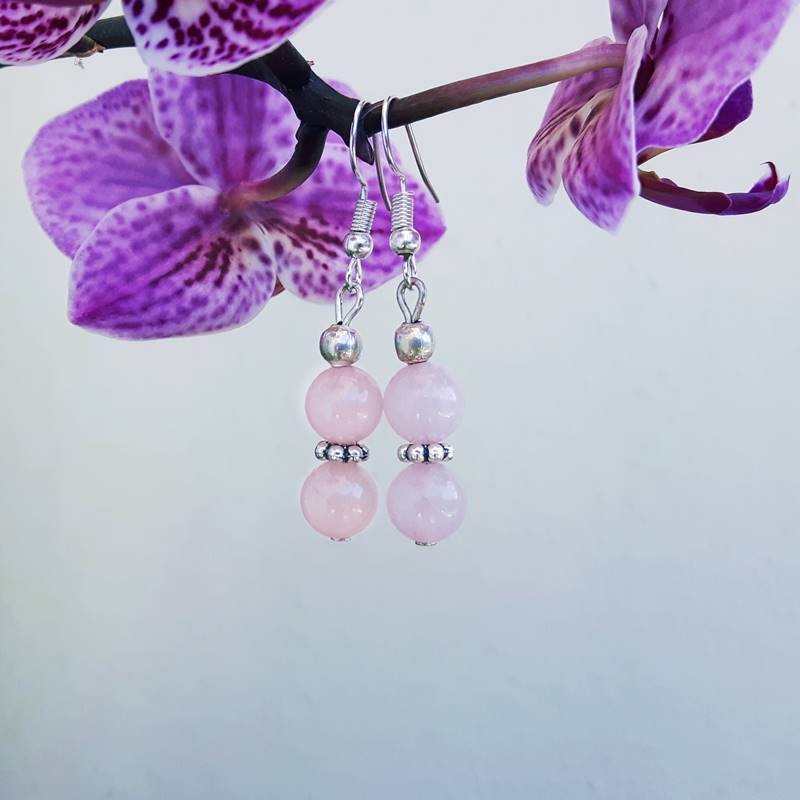 Rose quartz oorbellen