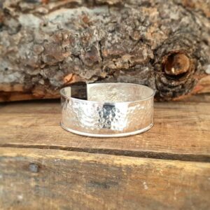 Silver hammered cuff bracelet