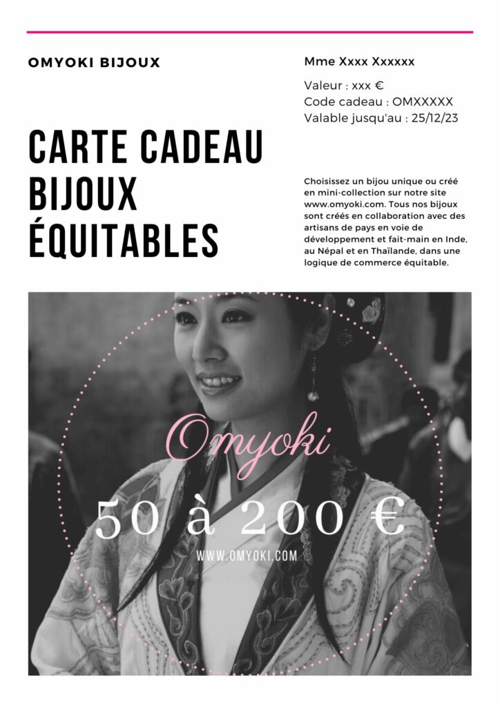 Carte cadeau bijoux équitables OMYOKI