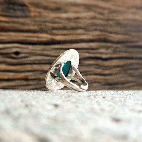 Adjustable silver chrysocolla ring