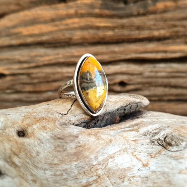 Silver bumblebee jasper ring