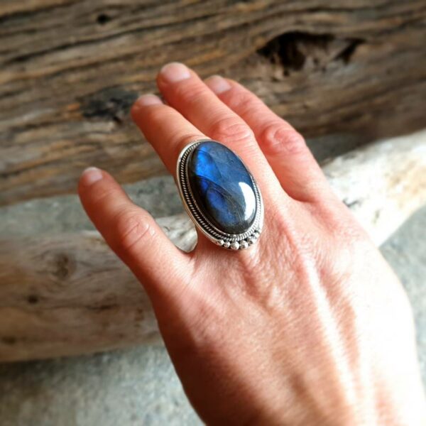 Bague labradorite argent ajustable