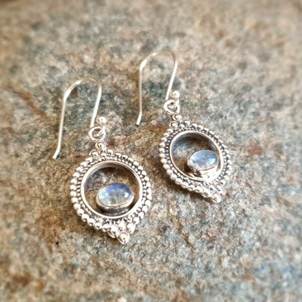 Silver moonstone earrings