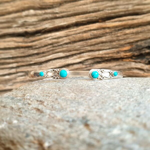 Bracelet jonc turquoise argent UDAÏPUR