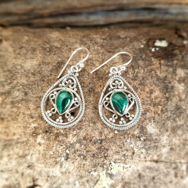 Boucles d'oreilles ethniques malachite