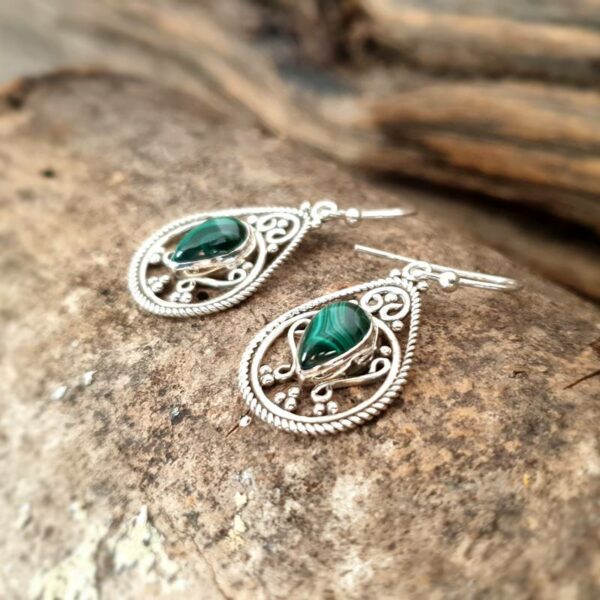 Boucles d'oreilles ethniques malachite