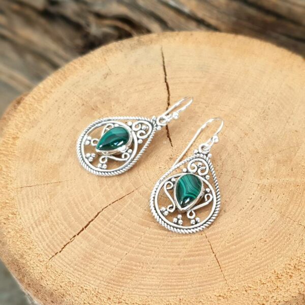 Boucles d'oreilles ethniques malachite