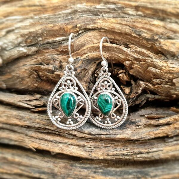 Malachite ethnic earrings