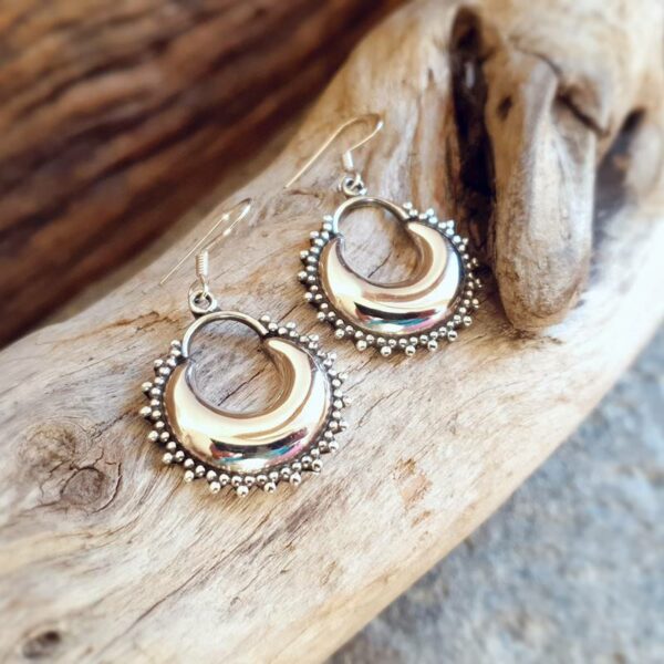 Boho chic silver hoops