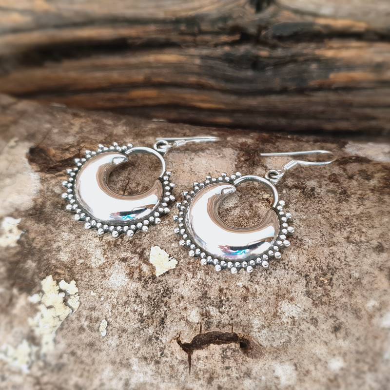 Boho chic silver hoops