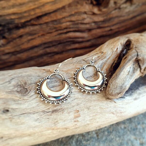 Boho chic silver hoops