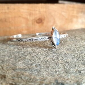 Silver moonstone bangle