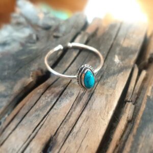 Minimalistische verstelbare turquoise ring