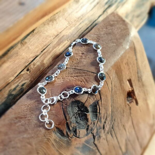 Bracelet labradorite bleue argent