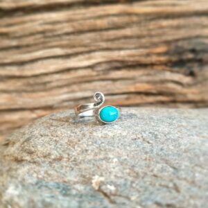 Bague ajustable turquoise argent