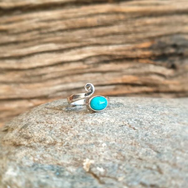 Bague ajustable turquoise argent