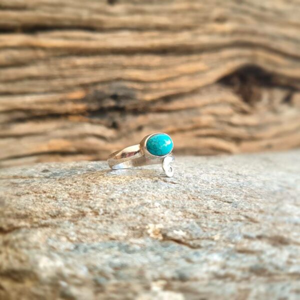 Silver turquoise adjustable ring