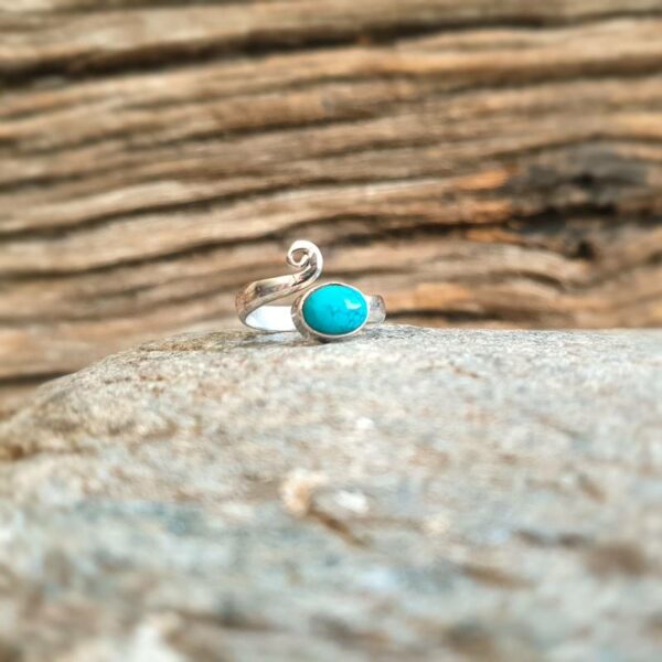 Bague ajustable turquoise argent