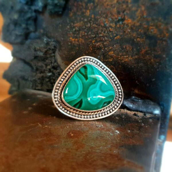 Bague argent malachite JUNGLE