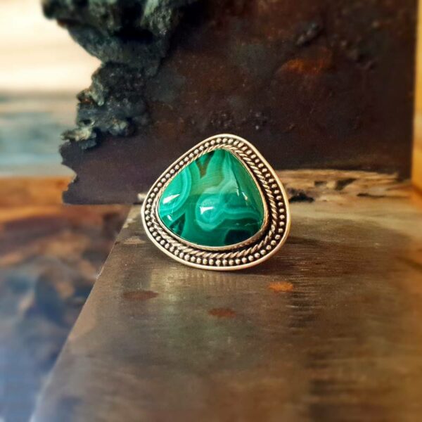 Bague argent malachite JUNGLE