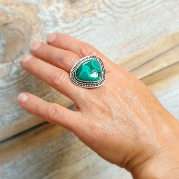 Bague argent malachite JUNGLE