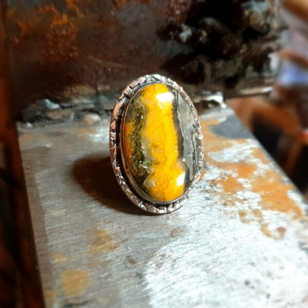 Bague jaspe bourdon argent