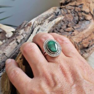 Bague malachite argent
