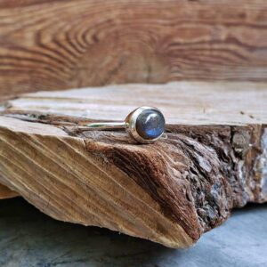 Bague pastille labradorite argent