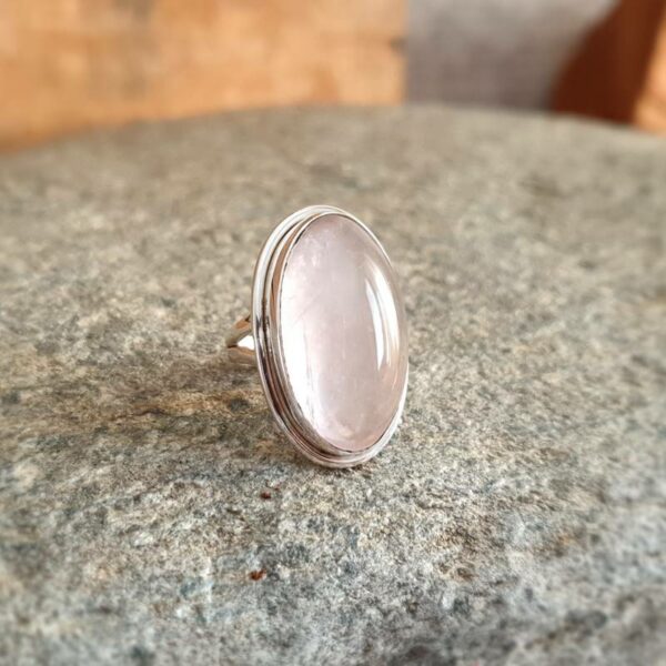 DOUCEUR anello al quarzo rosa argento