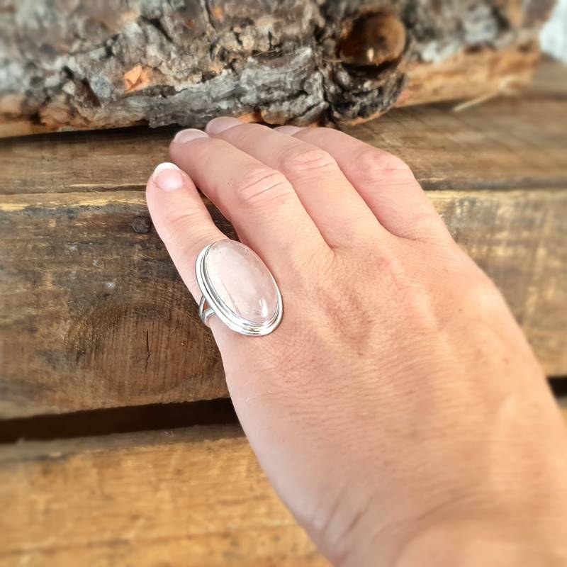 Bague quartz rose argent DOUCEUR