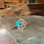 Bague turquoise ajustable argent NÉPAL