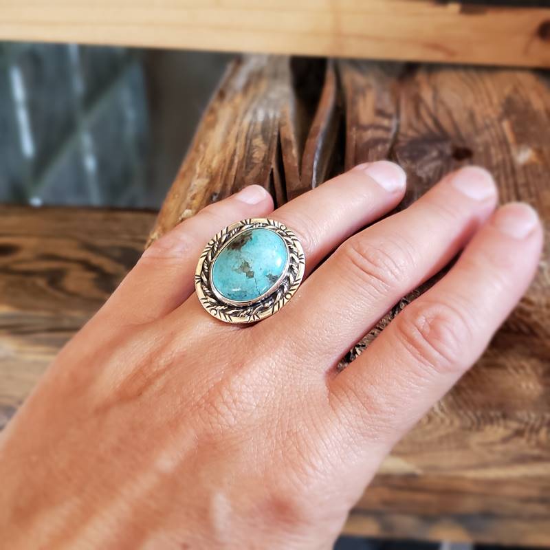 Bague turquoise naturelle TIBET