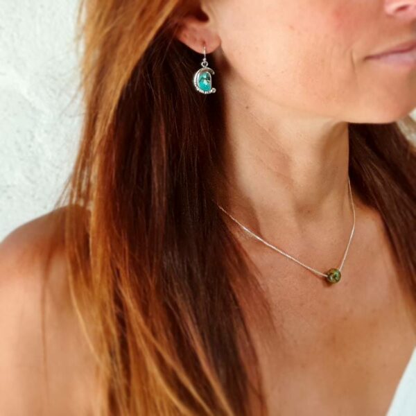 Boucles d'oreilles turquoise argent AMDO