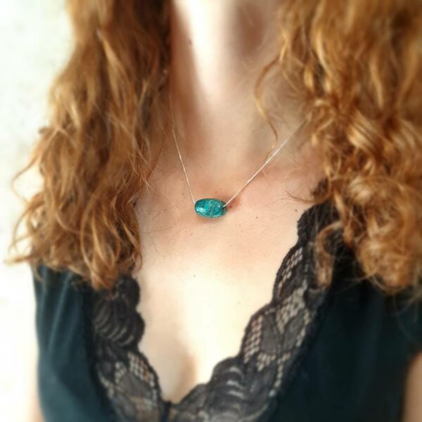 Collier turquoise argent DZI