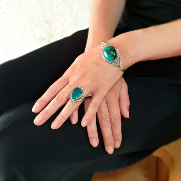 Jonc turquoise argent COURAGE