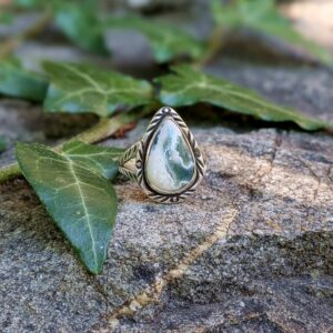 Bague en jaspe orbiculaire argent