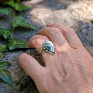 Bague en jaspe orbiculaire argent