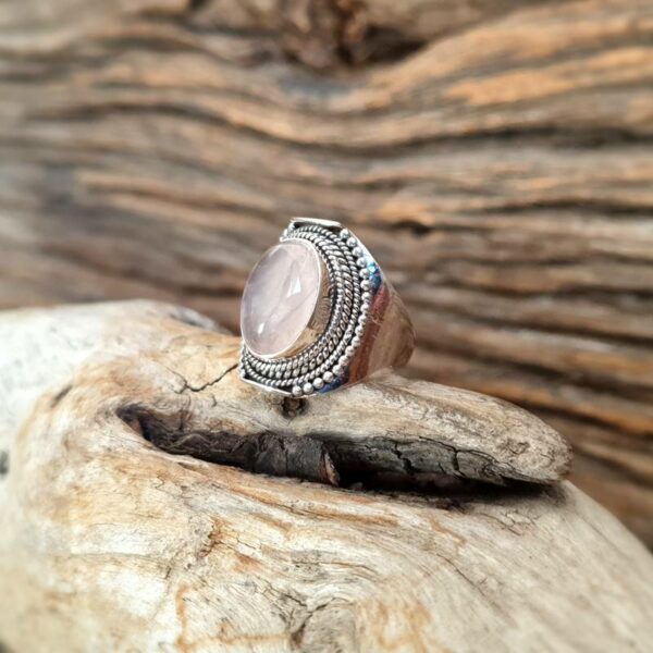 Bague quartz rose argent