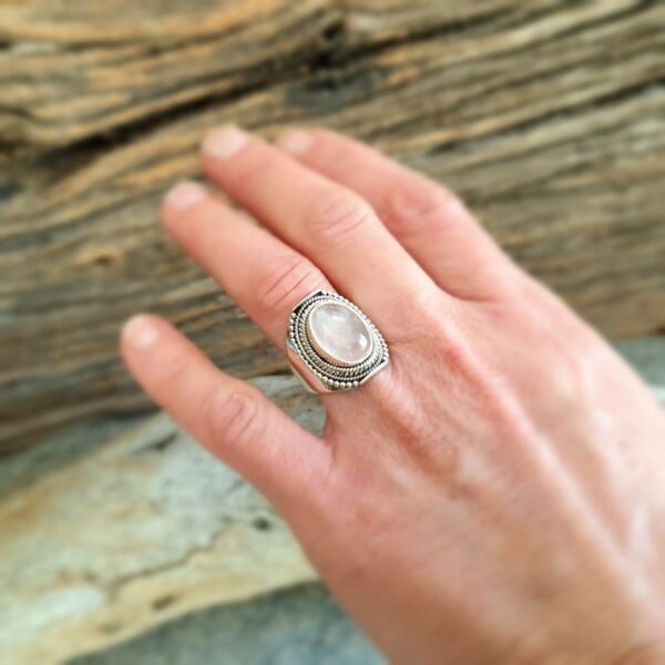 Bague quartz rose argent