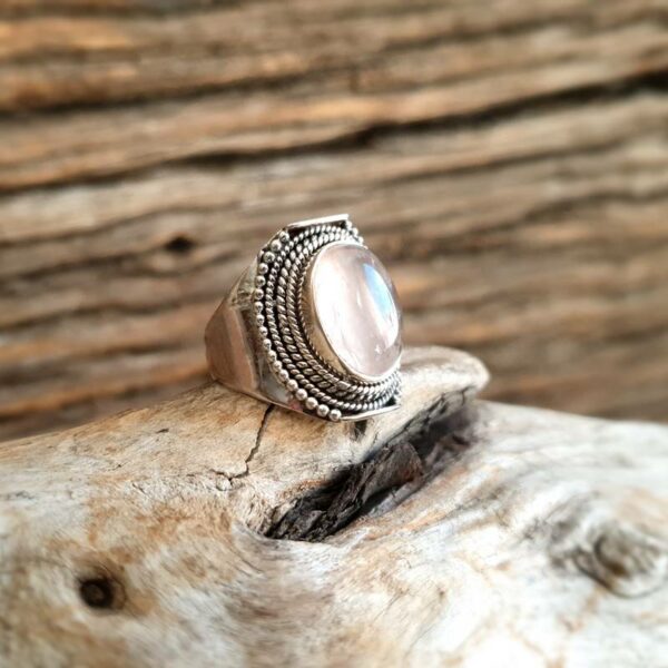 Bague quartz rose argent