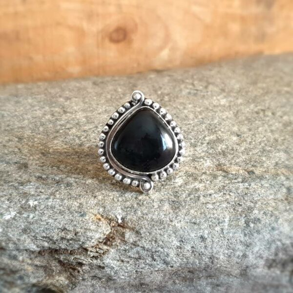 Obsidian ethnic ring