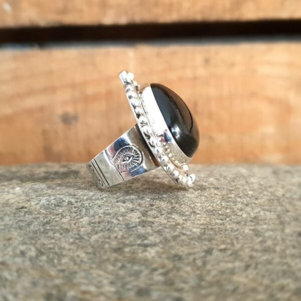 Obsidian ethnic ring