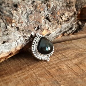 Obsidian ethnic ring